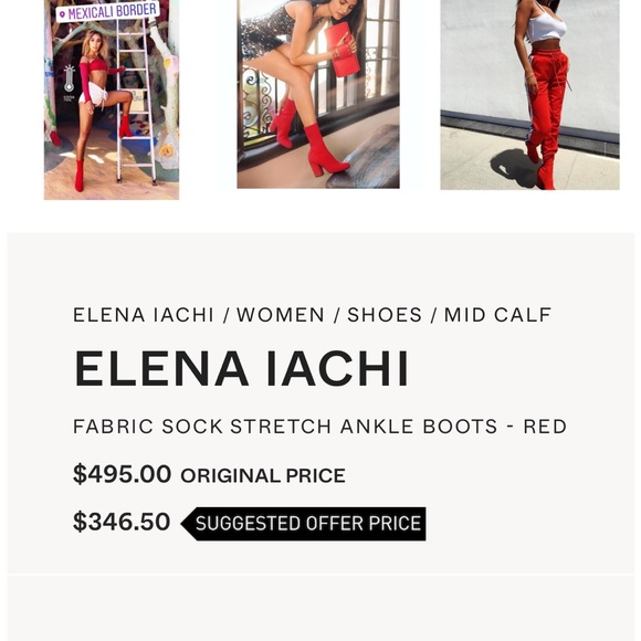 Elena Iachi red sock boots size 7 - Picture 8 of 8